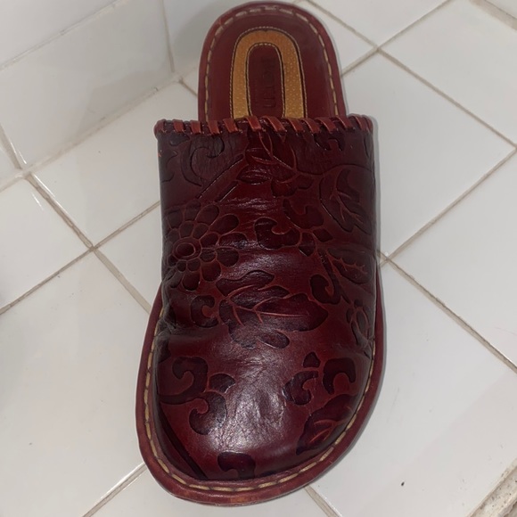 Dark red Born clogs with floral patterned leather - Picture 2 of 8